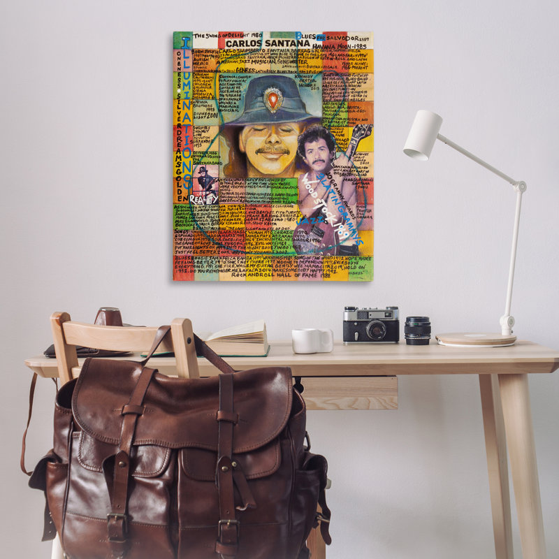 «Carlos Santana Collage» par Sabin, H 48 po x l 36 po
