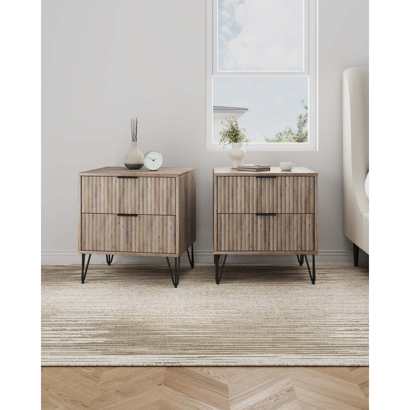 Gafita 20.07'' W Nightstand, Rustic Gray, Set of 2