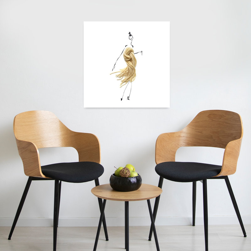 Spaghetti mode croquis abstrait et minimaliste, art mural, H 24 po x l 24 po