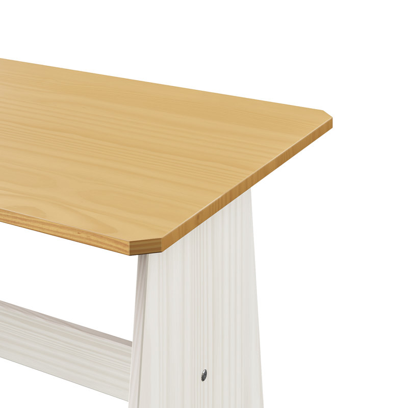 Ensemble de salle à manger en bois massif 3 pièces Treya, Blanc