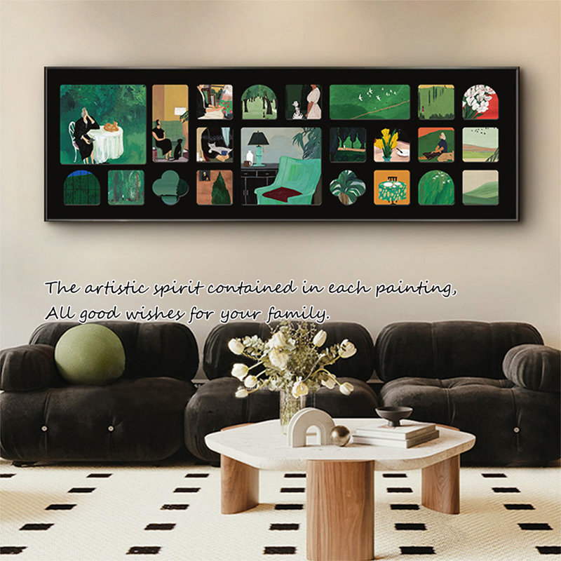 Art mural Mid-Century moderne en toile pour salon, H 31,5 po x l 94,49 po
