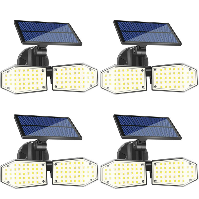 2 - Head LED Solar Powered Dusk to Dawn Outdoor Security Spotlight with Motion Sensor and Timer