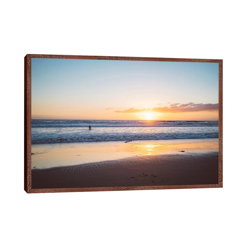 Venice Beach Surfer III by Bethany Young - Floater Frame Painting on Canvas, 66.04cm H x 101.6cm W x 3.81cm D, Brown