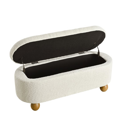 Modern Oval Storage Bench with Spherical Legs for Entryway and Living Room