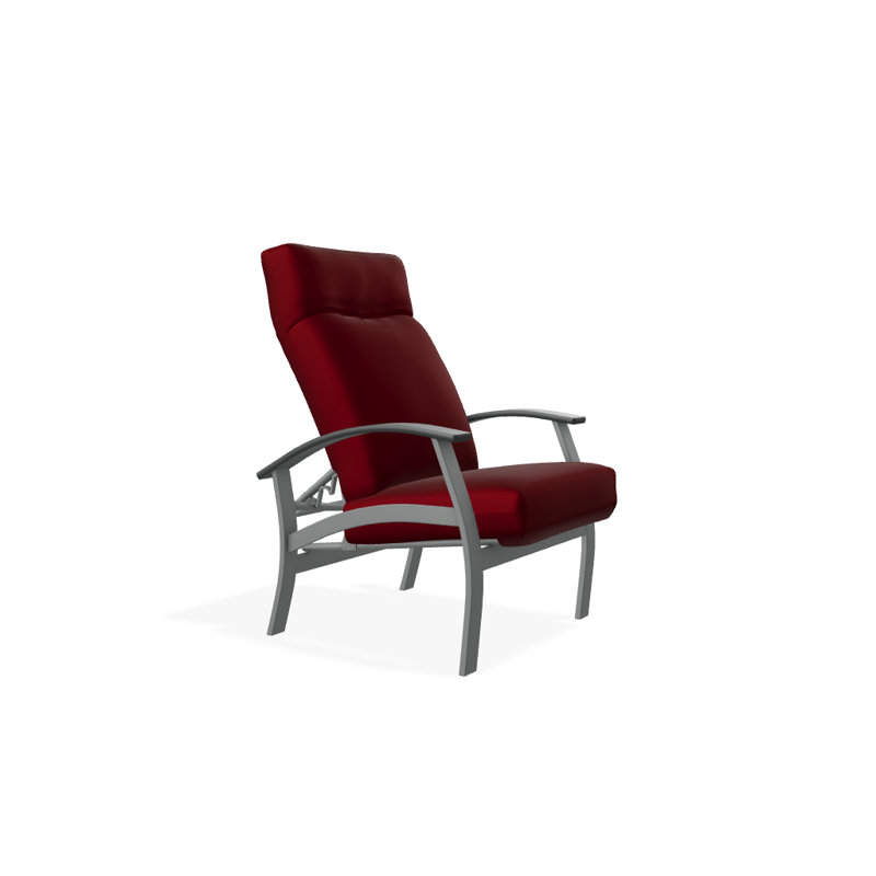 Chaise de patio inclinable avec coussins Askar, Rouge 1A, Graphite classique P30, Graphite texturé