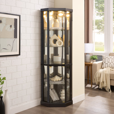 Élégante armoire vitrée de coin avec éclairage intégré