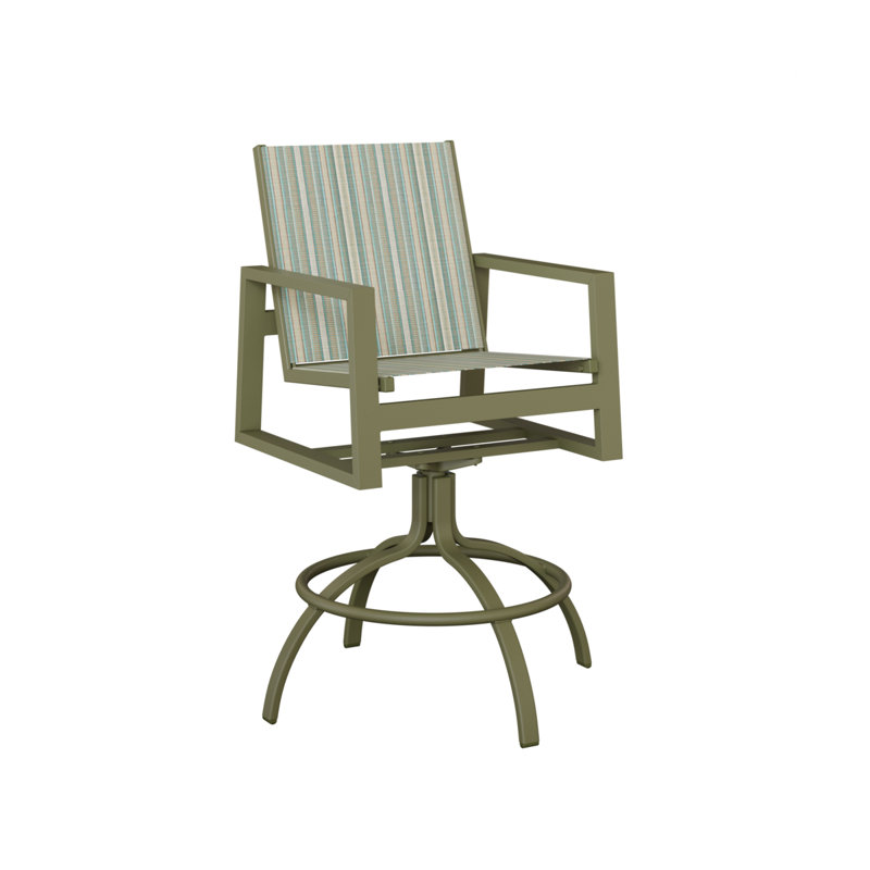 Chaise de bar pivotante en aluminium sauge verte Berlin Gardens avec tissu Windsor, Vert sauge, Spa à rayures Windsor