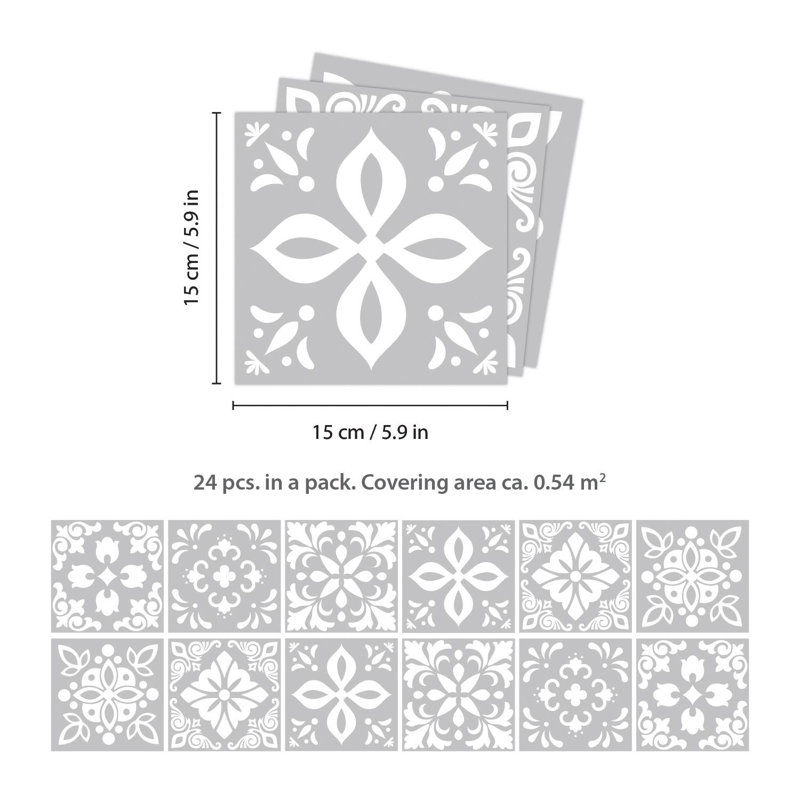 5.91'' W x 5.91'' L PVC Peel and Stick Field Tile