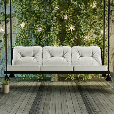 Ensemble de coussins de causeuse d'extérieur de 4, 24 po x 24 po x 4 po, coussins de siège profond et imperméables pour banc, balançoire ou canapé, gris