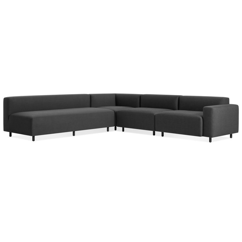 9 Yard Outdoor 5 - Seat Patio Sectional, Coal Sunbrella, Right Hand Facing