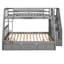 Lit superposé simple gris avec tiroirs. Et matériau en bois de pin. Solution spatiale. Choix de conception polyvalents. Barrière de sécurité sécuritaire. Matelas non inclus dans les tiroirs et la boîte. Fabrication en bois massif durable.