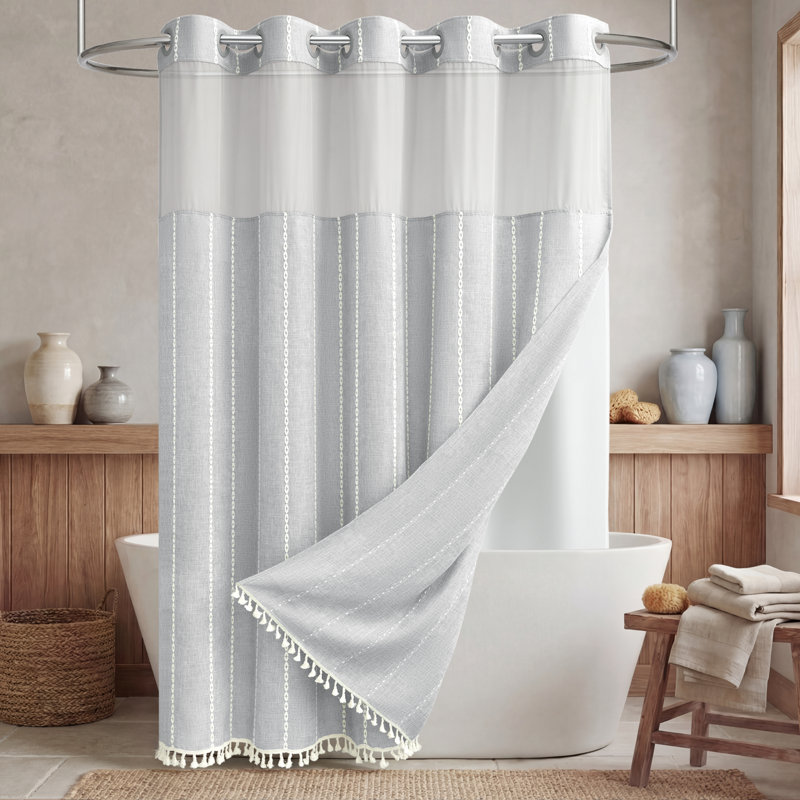 Rideaux de douche Boho, H 75 po x l 72 po, Gris