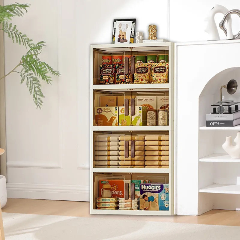 Foldable 3-layer Storage Cabinet - Collapsible Space-saving Organizer With Transparent Doors - Ideal For Home, Bedroom, Bathroom, Wardrobe Storage