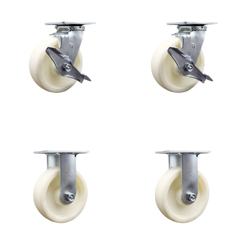 4 Piece Nylon Caster Set with Roller Bearings