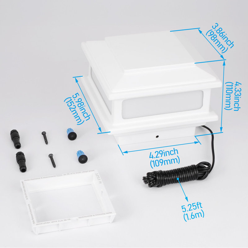 Éclairage de culot de poteau basse tension 5CCT 5W, convient aux poteaux 3,5 et 4 po, 12 à 24 V CA / CC, blanc, Blanc