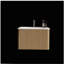 Table de maquillage de 24 po en chêne naturel rayé avec bol en céramique blanche, table de maquillage murale en porte-à-faux moderne pré-assemblée-2041902869-2041902870
