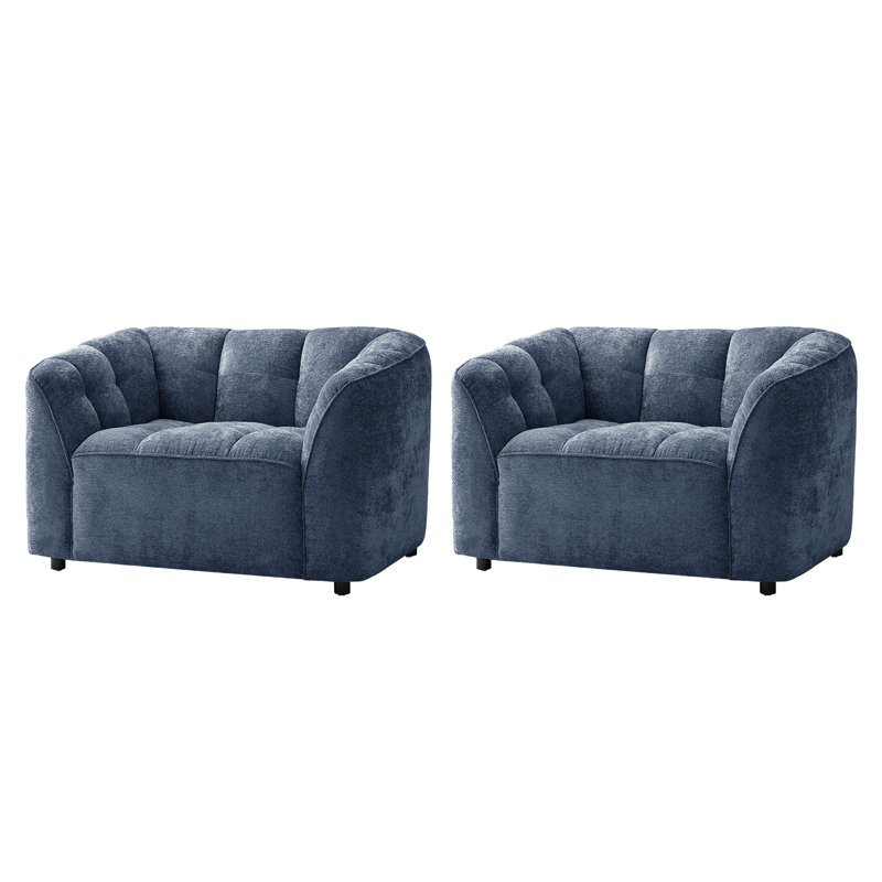 Hulda Modern 1.5 Seater Upholstered Armchair, Navy