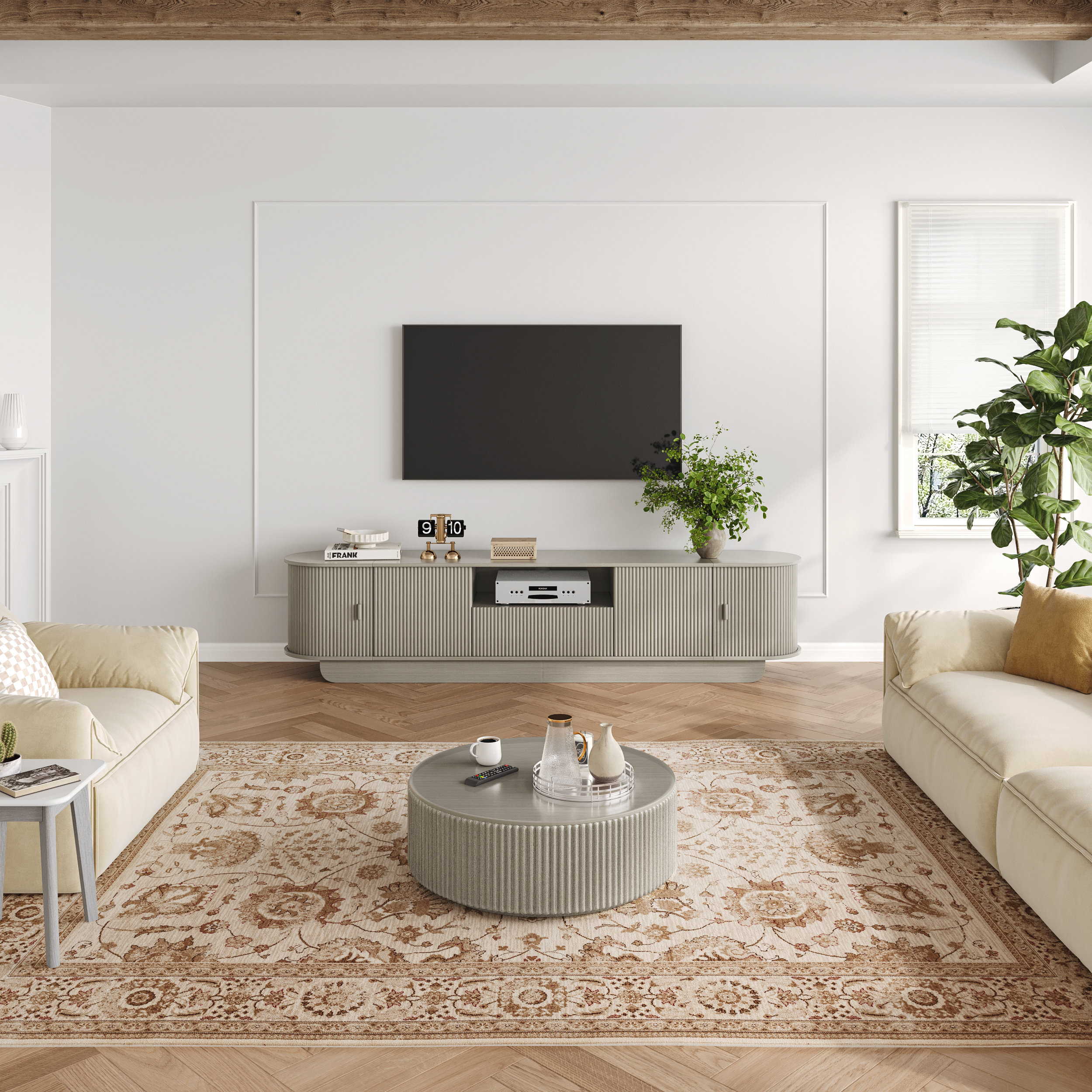 86.6" Curved Tv Stand