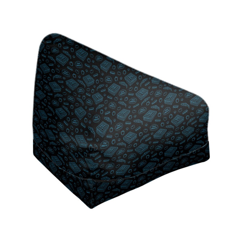 Sac de pois Kitterman, Pouf fauteuil, H 38 po x L 42 po x P 29 po, Noir foncé / bleu