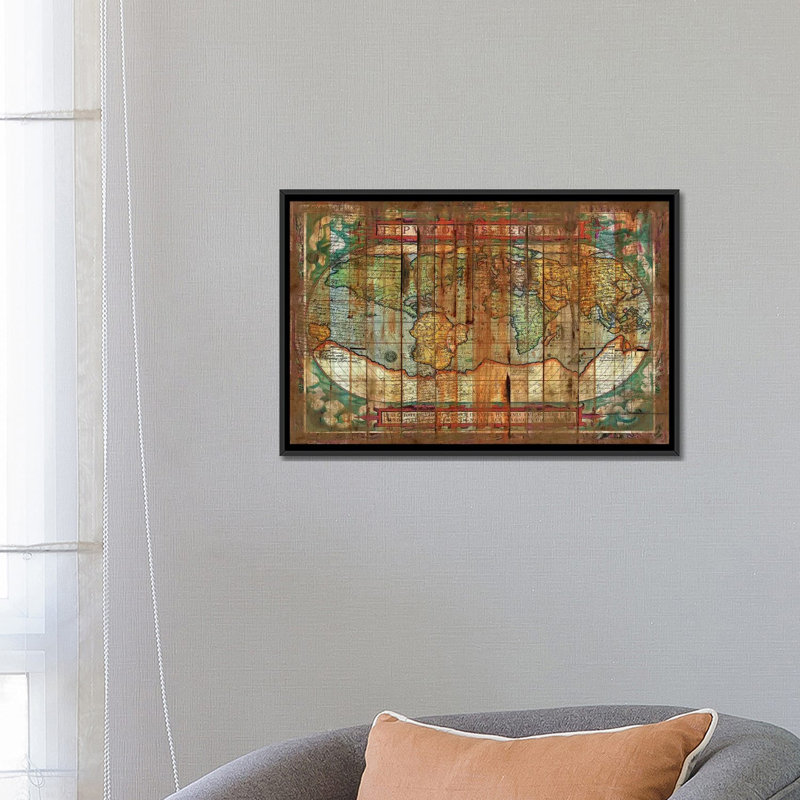 «Antique World» par Diego Tirigall, impression sur toile, H 18 po x l 26 po x P 1,5 po, Toile avec cadre noir, Pas de tapis