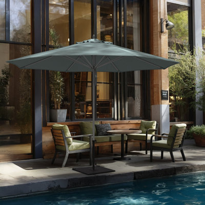 Parasol de patio en bois gris en aluminium 11 pi