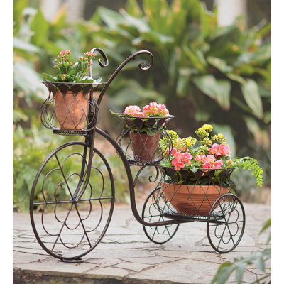 Pot à fleurs intérieur / extérieur en métal tricycle