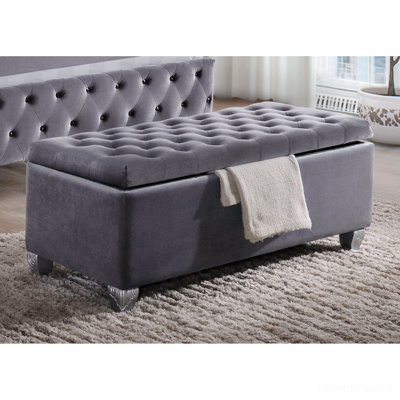 Banc de rangement rembourré en velours Lammie