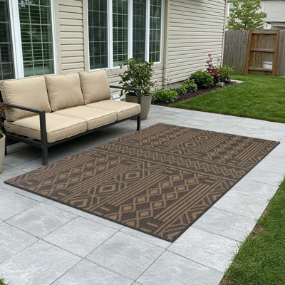 Tapis d'extérieur tissé à motif géométrique Tribal