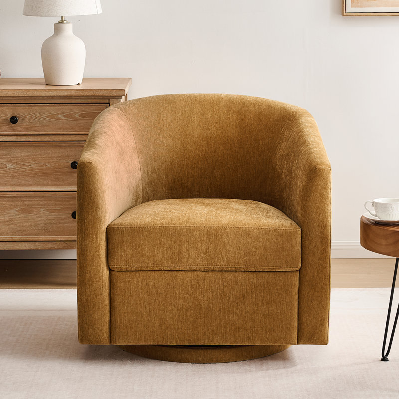 Fauteuil d'appoint pivotant en chenille, Jaune
