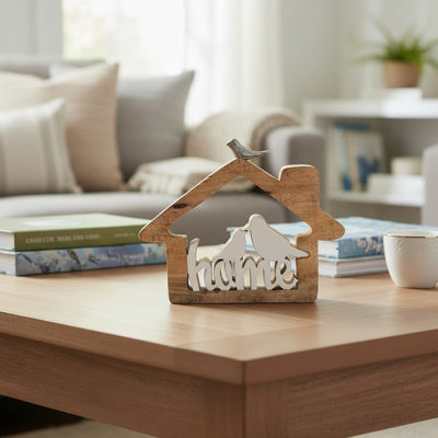 Haight Mango Wood Decor With Enamel Coated Bird And Home