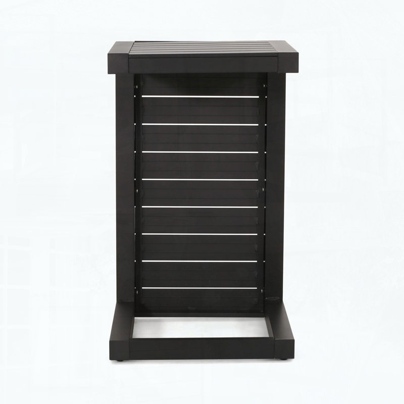 Table d'appoint d'extérieur en forme de C en aluminium, Noir