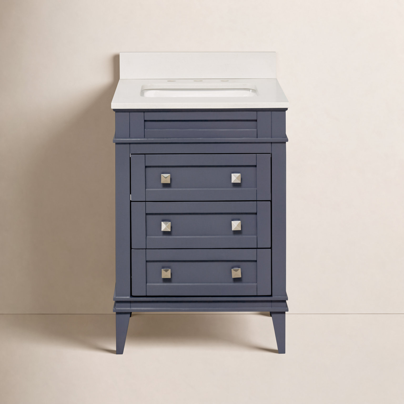 24 " Pine Single Bathroom Vanity, Quartz, Marine Gray