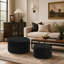 Ensemble de 2 tabourets cylindriques rembourrés avec repose-pieds rond, idéal pour les sièges flexibles et les décors modernes-311515914