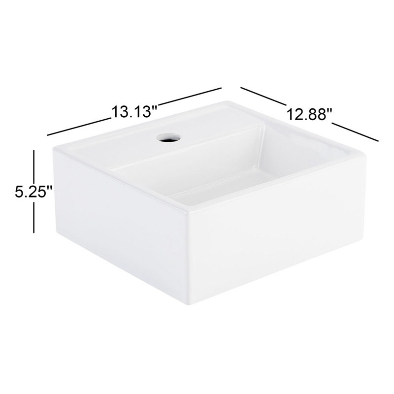 13" Kaisy White Porcelain Specialty Wall Mount Bathroom Sink with Overflow