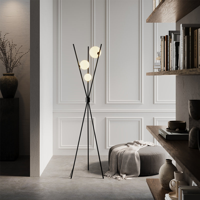 160cm Polished Torchiere Floor Lamp with USB and Outlet
