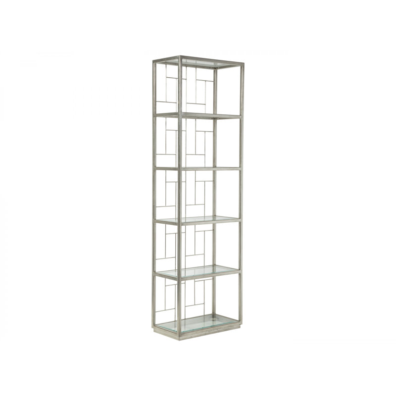26"W x 14"D x 85"H  5-Tier Mid Geo Slim Etagere, Silver Leaf