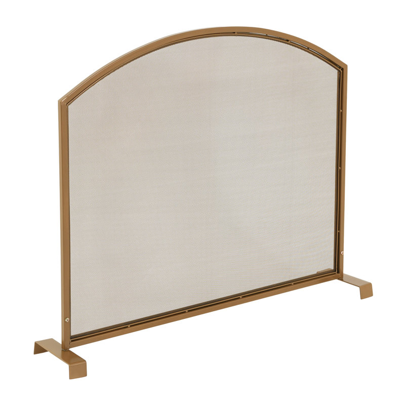 Pare-étincelles autoportantes en métal noir à sommet arqué, 96,5 cm L x 78,7 cm H, pour foyers à bois d'intérieur, Silver