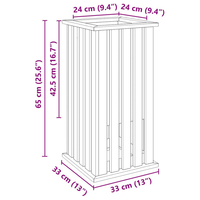 Planter Box, 65cm H x 33cm W x 33cm D