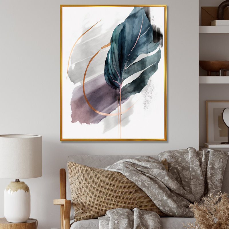 Décoration murale Green Green Philodendron Leafy Whispers I - Feuilles florales, L 34 po x H 44 po, Cadre flottant doré
