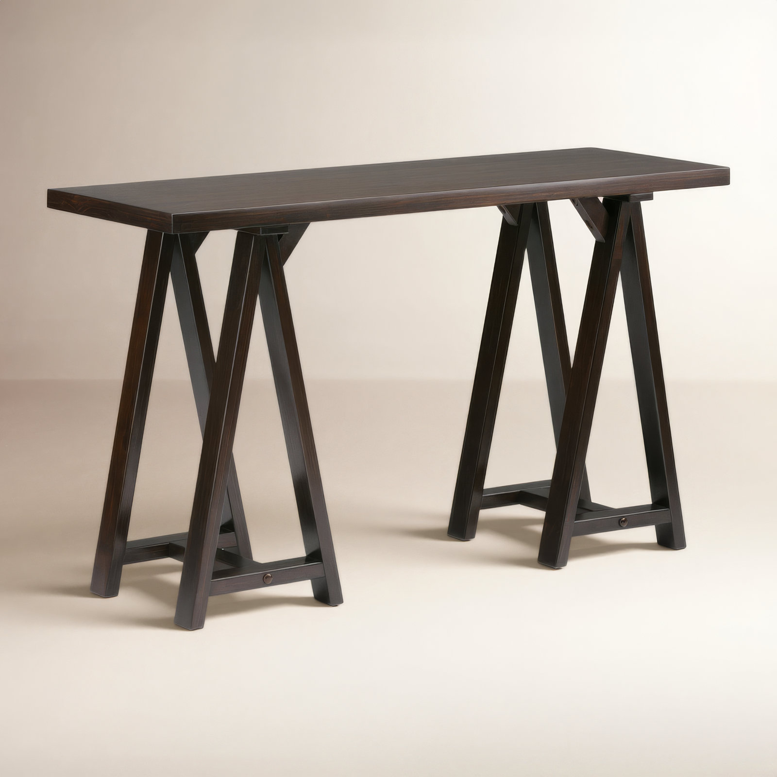Sawhorse Console Table, Dark Chestnut Brown, 29.5" H x 50" W x 16.5" D
