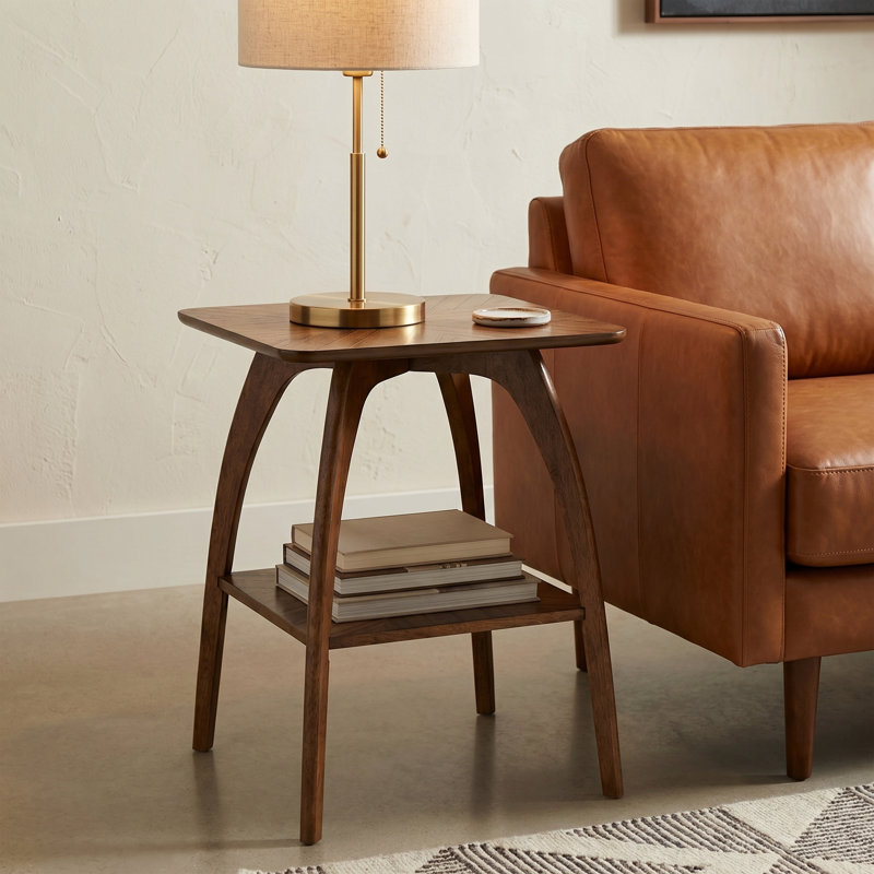 Atreu Square Wood End Table with Storage, Nutmeg Brown