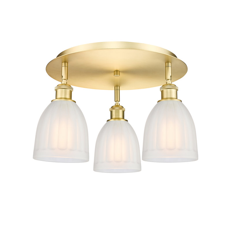 Bianey Glass Flush Mount, White, Satin Gold