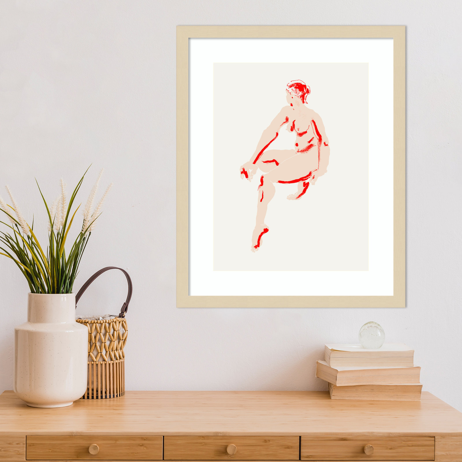 Naked Woman by Francesco Gulina Wood Framed Wall Art Print, 21" H x 17" W, Brown