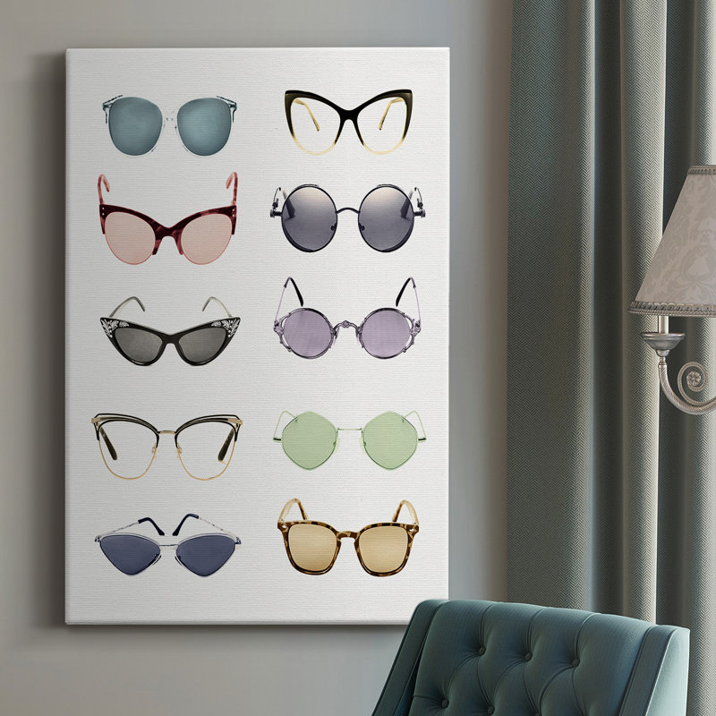 «Vintage Glasses I», impression sur toile tendue, H 36 po x l 24 po x P 1 po