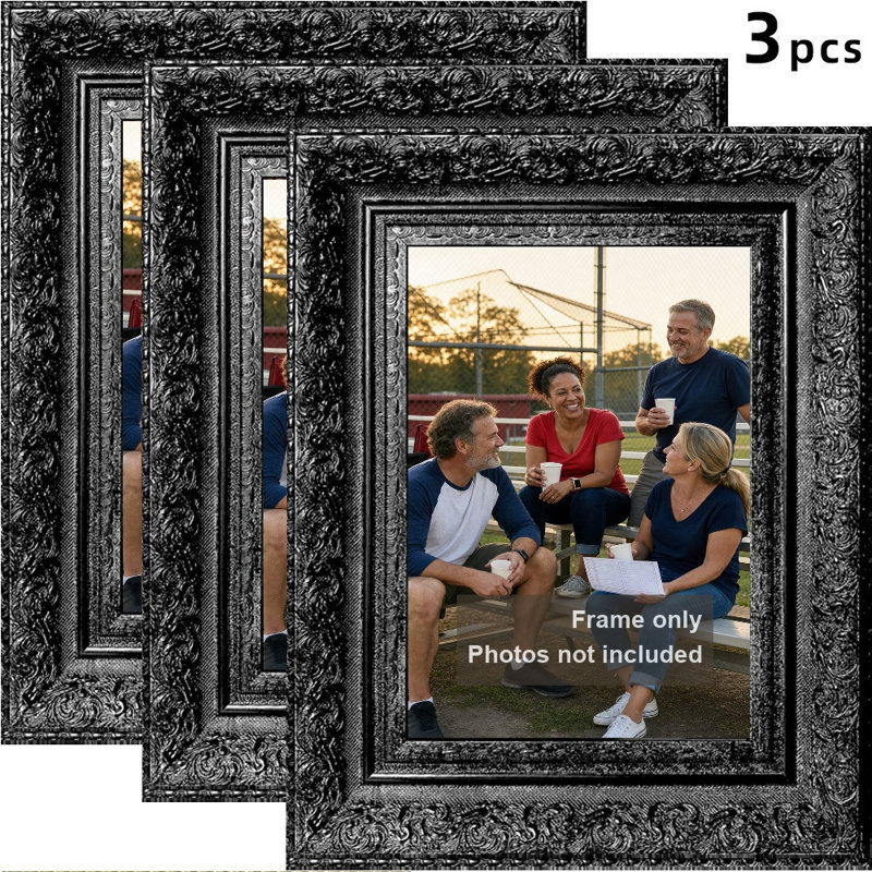 Black 3 PCS 5" x 7" Simple Picture Frame with Horizontal or Vertical Display