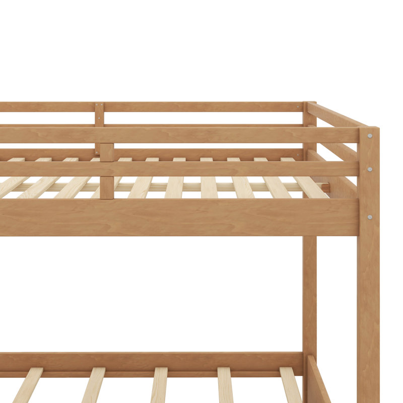 Lit superposé en bois robuste avec échelle et barrière de sécurité, Bois