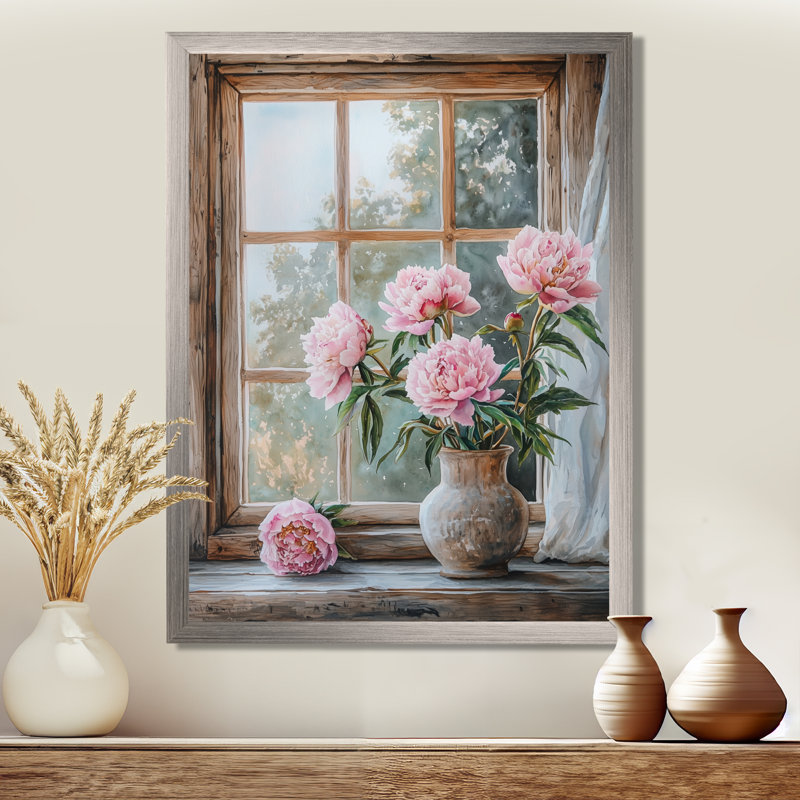 Cermenho - Floral Canvas Art Print, H 32 po x l 16 po, Avec cadre, Argent argent