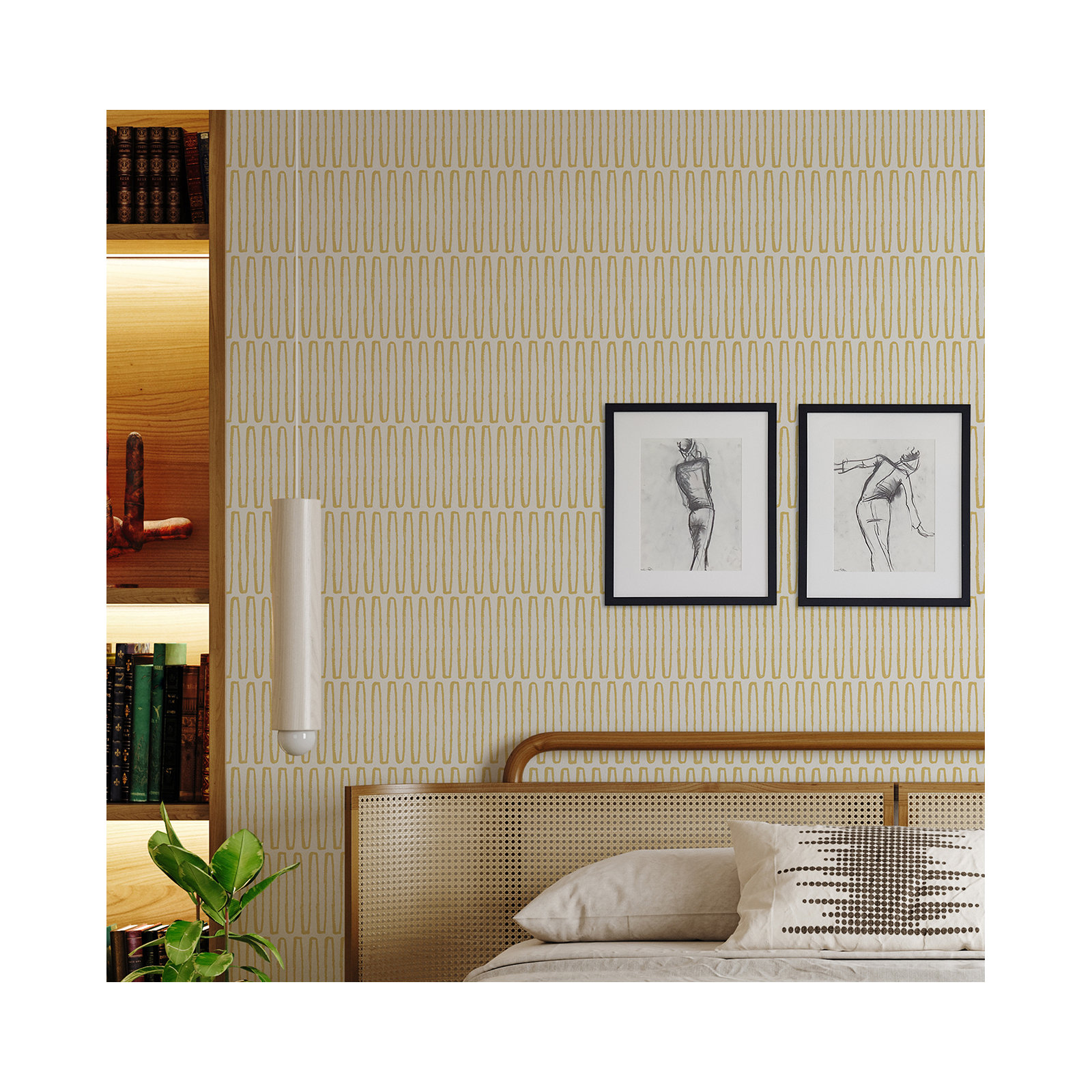 Anika Modern Geometric Wallpaper, Yellow