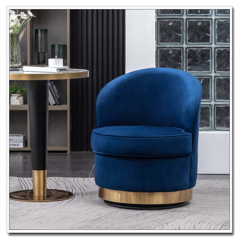 Velvet Swivel Chair, Blue