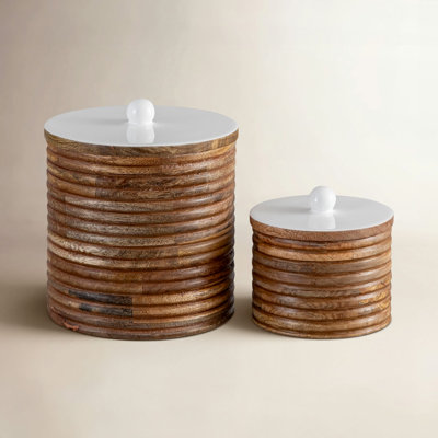 Mango Wood Canisters Set Of 2